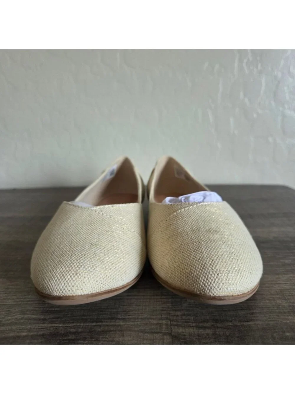 Toms Jutti Neat Slip-On Ballet Flat Dark Natural Metallic Linen Size Women's 9.5